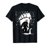 Funny Bigfoot Christmas Loch Ness Santa Hat Snowflakes Xmas T-Shirt