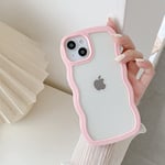 QLTYPRI Compatible with iPhone 13 Pro Case, Cute Curly Wave Frame Clear Case for Girls Women, Transparent Soft Silicone TPU Bumper Shockproof Protective Phone Cover for iPhone 13 Pro - Pink