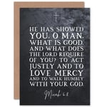 Micah 6:8 Love Mercy Walk Humbly With Your God Christian Bible Verse Quote Scripture Typography Sealed Greetings Card