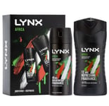 Lynx Africa Duo Gift Set Body Spray Deodorant Shower Gel Sandlewood Mens Him UK