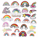 25 st Rainbow Cloud Broderi Dekal Patch Sömnad/strykning Emblem Mönster Dekal Sticker Unicorn Kläder Ryggsäck Keps Regnbåge Tillbehör Självhäftande