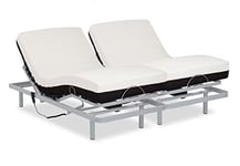 Gerialife Lit articulé Double renforcé avec Matelas orthopédique viscoélastique 20 cm (160 x 200, télécommande par câble), Métal, 160x200