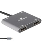 Bluestork - Hub USB C, 4 en 1 avec Power Delivery Charge 100W - Adaptateur USB C vers HDMI - Connexion 2 écrans en simultanée Via Double HDMI - 1x Hub USB 3.0-1x Dock USB C - Windows – New