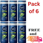 NIVEA Men Shower Gel Energy Pack of 6 (6 x 250 ml) Energising Body Wash UK Vegan