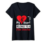 Womens Valentines Day Design - My Heart Belongs to a Film Director V-Neck T-Shirt