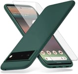 Compatible Avec Coque Google Pixel 6a 5g & Verre Trempe Protection Ecran Mince Souple Silicone Coque Etui Housse Case Compatible Avec Google Pixel 6a 5g Vert Nuit Rg81659