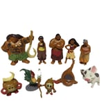 10-pack Cartoon Moana Prinsess Legenden Vaiana Maui Chief Tui Tala Heihei Pua Actionfigurer Dekoration Leksaker För Barn Födelsedagspresent[GL]