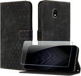 Coque Pour Samsung Galaxy J330/J3 2017/J3 Pro, Cuir Pochette De Portefeuille Avec Film De Protection D'ecran [Magnetique] Emplacements Cartes Pour Galaxy J3 2017 - Noir