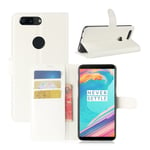 OnePlus 5T Stilrent skinn fodral - Vit