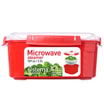 Sistema Microwave Food Steamer with Removable Steamer Basket | Large 3.2 L | Red/Clear