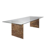 Horm - Riddled Table W/Led 200X110X72H Walnut/Glass Top - Matbord - Steven Holl - Träfärgad - Glas/Trä