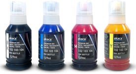 102 103 104 Encre (4 x 127ml XL Bouteille) Compatibles avec Epson 102 103 104 Multipack, pour EcoTank ET-2710 ET-2720 ET-2810 ET-2750 ET-15000 ET-3750 ET-3700 ET-4750 L3111 L3110