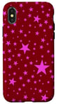 Coque pour iPhone X/XS Rouge et rose, étoiles