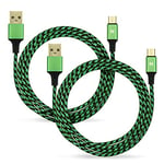 NITHO Câble Micro USB, [Lot de 2, 4M] Câble de Charge Rapide Micro USB pour Manette Xbox One, PlayStation 4 et les Appareils de Micro-B, Nylon Tressé Micro-B Câbles pour Tablettes/Smartphones - Vert