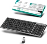 Bluetooth Clavier sans Fil,2.4Ghz & Bluetooth Clavier avec Batteries Rechargeables,Multi-dispositifs avec 4 Canal Bluetooth,pour PC/Mac/Portable Windows/Linux/iOS/Android,Clavier QWERTY,Gris