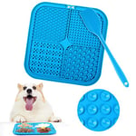 Romon Tapis de Lèche Chien, 20x20cm Tapis Lécher pour Chien avec Spatule Silicone, sans BPA Tapis de Lechage pour Chat avec Ventouse pour Bain, Entraînement, Toilettage (Bleu)