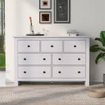 Commode avec 7 tiroirs 140x40x89cm - Buffet Armoire d'appoint Sideboard Armoire de cuisine Rangement pour le salon - Blanc