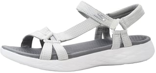 Skechers Women's On-The-GO 600 - Brilliancy Sandals, White/Grey, 11 M US