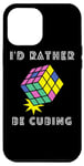 iPhone 14 Pro Max I'd Rather Be Cubing Rubiks Cube Colorful Rubix 80s Vintage Case