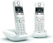 AS690 Duo - Téléphone fixe sans fil, 2 combinés avec grand écran rétroéclairé pour un affichage ultra lisible, fonction blocage d'appels - Blanc [Version Française]