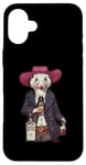 Coque pour iPhone 16 Plus Opossum américain dans un chapeau de cowboy buvant une bouteille de whisky