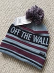 Genuine VANS Grey Black Burgundy OFF THE WAL Logo BOBBLE BEANIE Toque Hat UNISEX