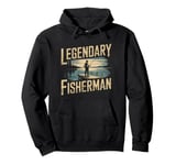 Legendary Fisherman Dock Sunset Fishing Scene Fishing Trips Pullover Hoodie