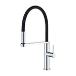 GRIFEMA GRIFERÍA DE COCINA-G4006 Black Kitchen Mixer Tap with Universal Swivel High Spout (53 cm), 3/8 Inch Hose, Chrome