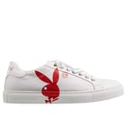 Philipp Plein X Playboy Low-Top Lapin Skull Logo Chaussures Baskets Blanc Rouge