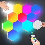 Hexagonala lampor med fjärrkontroll, smarta LED-väggljuspaneler, beröringskänslig RGB-stämningsbelysning