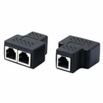 RJ11 hona till 2 hona 6P6C telefonjacksplitter Inline-koppling Telefonförlängningsadapter för fast telefon/fax (1 till 2) 2-pack