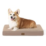 Bedsure Large Dog Bed Washable - Orthopedic Dog Pillow and Mattress Mat for Dog Crate with Removable Plush Sherpa Cover, Light Brown, 89x56x7.6cm