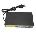 US Plug 10 Port Gigabit PoE Switch Plug And Play Sturdy Metal 8 Port PoE Switch