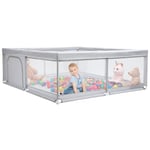 BEJOY Grand Parc pour Bébé, XXL 180x200cm Compact et Solide, Protection en Mousse, Parc de Jeu de Sécurité Antidérapant avec Porte à Fermeture Éclair Ronde en Maille Respirante Centre D'activités