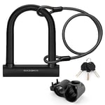 ROCKBROS Antivol en U de Vélo 3 Clés Cadenas Vélo Avec Câble 1,2m Φ11mm Support Serrure U-Lock Acier Allié Haute Résistance Vélo Électrique Moto Vélo Pliant Trotinette Scooter Noir Rouge