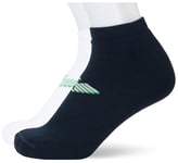 Emporio Armani Men's Eagle Logo 2-Pack Ankle Socks, Marine/Bianco (Bluestone), One Size (Pack of 2)