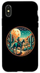 Coque pour iPhone X/XS Tees rétro cowgirl et cheval sous la pleine lune Western Lovers