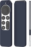 Compatible Avec Télécommande Apple Tv 4K Siri 2021, Coque De Protection En Silicone Doux Et Antidérapant Pour Télécommande Siri 2E Génération [Cordon Inclus], Bleu Marine