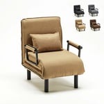 Fauteuil convertible 1 place chauffeuse en tissu Deborah Couleur: Beige