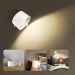 tekstap LED Wall Light Indoor 360° Rotatable Wall Lamp, Touch Control 3 Color Lights 3 Brightness Wall Lights, Rechargeable Battery Operated Wall Light for Bedroom Living Room Staircase (White 1PC