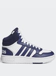 adidas Sportswear Kids Unisex Hoops 3.0 Mid Trainers - White/Blue, White/Blue, Size 1 Older