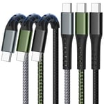 3-Pack 1M 60W USB C to USB C Cable Nylon Braided Type C Cable Fast Charging Cable For Samsung iPhone 15 Pro Max Pixel 8 7 Redmi iPad Pro MacBook Pro