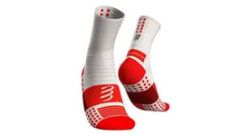 Paire de chaussettes compressport pro marathon socks blanc   rouge