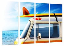 Tableau Moderne Photographique, Impression sur bois, Van de surfeur, table, plage, 131 x 62 cm, ref. 26713