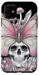 Coque pour iPhone 11 Tête squelette champignon papillon – Botanique gothique