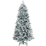 Homcom - Sapin de Noël artificiel H.180 cm 1489 branches enneigées 33 pommes de pin métal pvc pe vert blanc