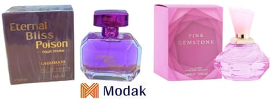 Modak 2 Pack women Perfume Eternal Bliss Poison, Pink Gemstone EDP 100ml