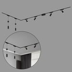 BRILONER - Système de rail Luxtrail set complet, 4x spots LED, 2x suspensions LED réglables en hauteur, forme L, lampes, système de rail lumineux pour plafond, rail de spots, plafonnier, 3m, noir