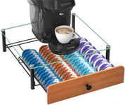 HFHOME 64 Tassimo Pods Holder,Tempered Glass Coffee Pod Storage Drawer,Bosch Tassimo Coffee Machine Stand, Anti-vibration Design Coffee Station Organizer