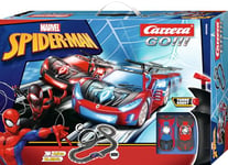 Carrera GO!!! 20062580UK Spider Racing I Slot Racing Set I 1:43 Scale I 4.9 Metres I With Spider-Man Speed Shifter (Blue) & Spider-Man Speed Shifter (Black) I UK Plug